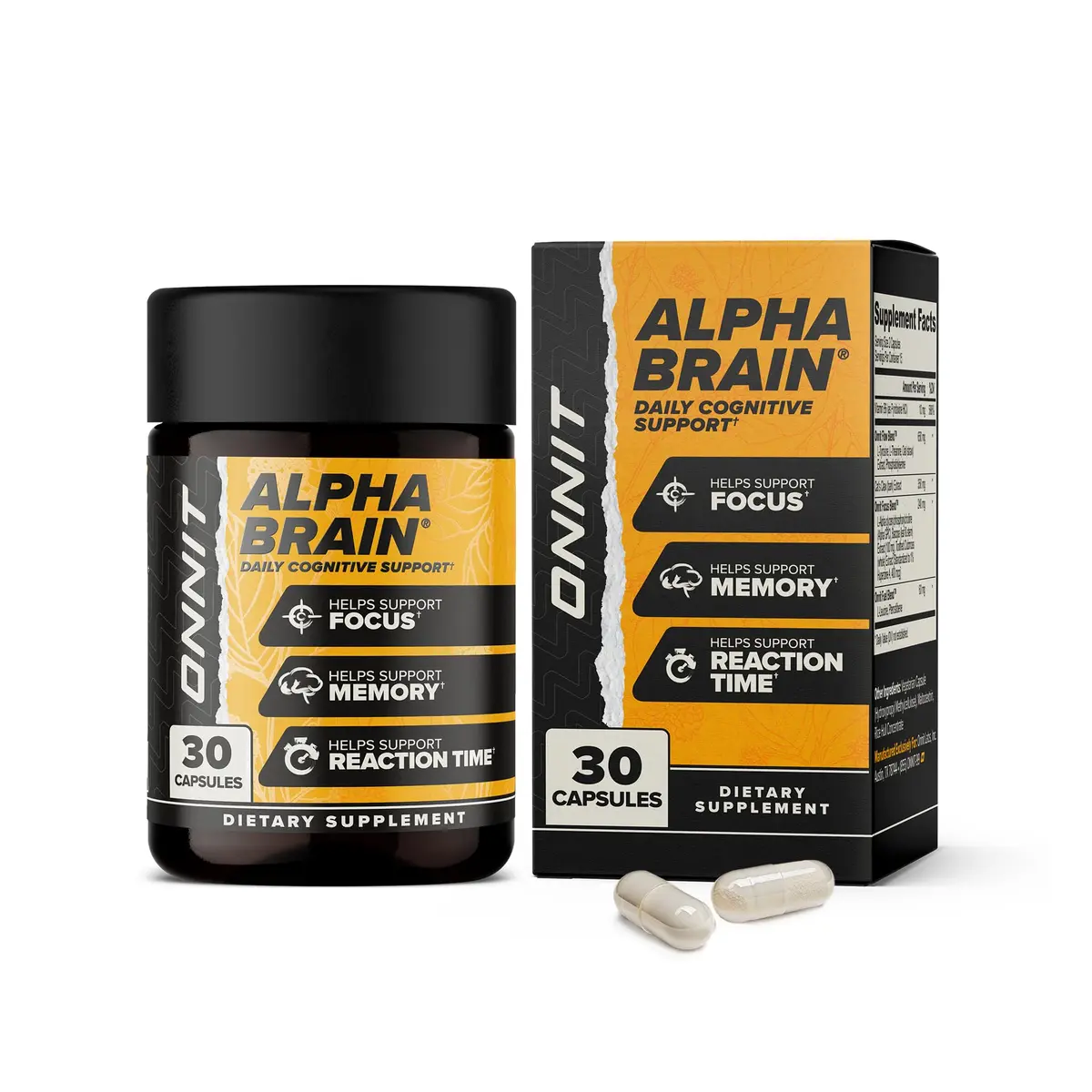 ONNIT Alpha Brain Nootropic Brain Supplement for Focus & Memory, 30 Count | Cognitive Support for Men & Women - main product image
