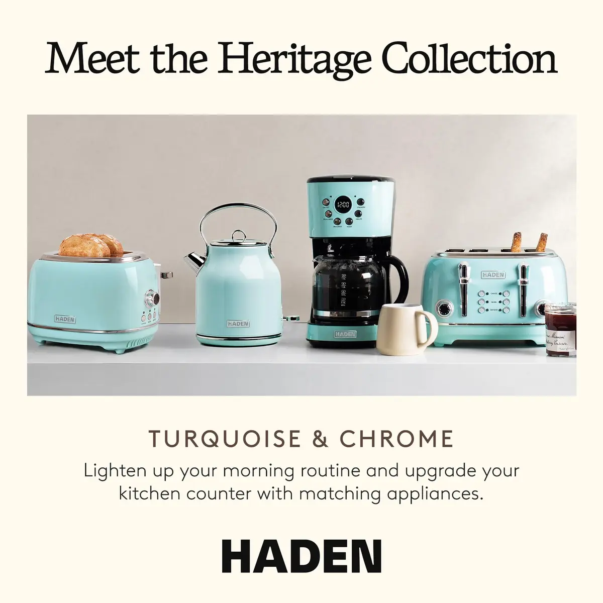 Haden Heritage 1.7 Liter Stainless Steel Retro Electric Tea Kettle with Auto Shutoff and Dry Boil Protection, Light Turquoise - view 5