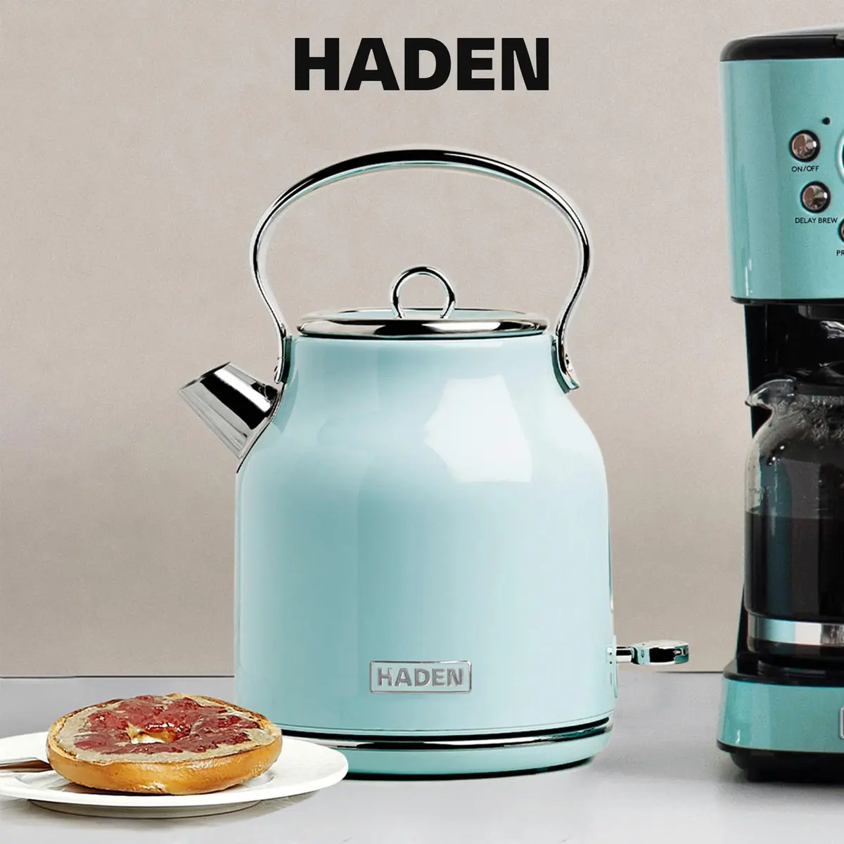 Haden Heritage 1.7 Liter Stainless Steel Retro Electric Tea Kettle with Auto Shutoff and Dry Boil Protection, Light Turquoise - view 6