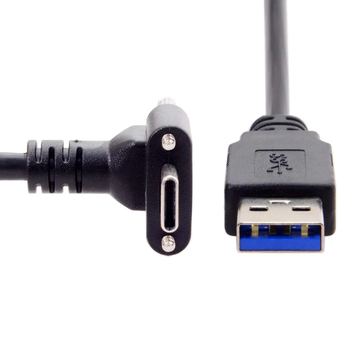 JSER USB 3.1 Type-C Dual Screw Locking Data Cable 3.0M | 90° Angled Connector for Camera - view 3
