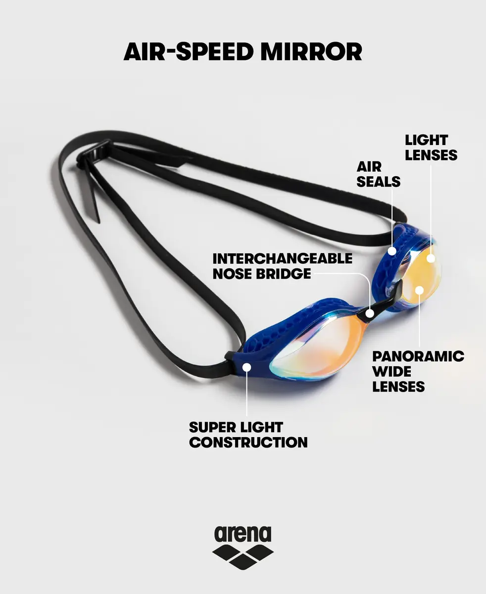 ARENA Unisex Adult Air-Speed Anti-Fog Racing Swim Goggles for Men and Women Special Air Seals Technology Mirror Lens, Yellow Copper/White | FINA Approved Comfort - view 3