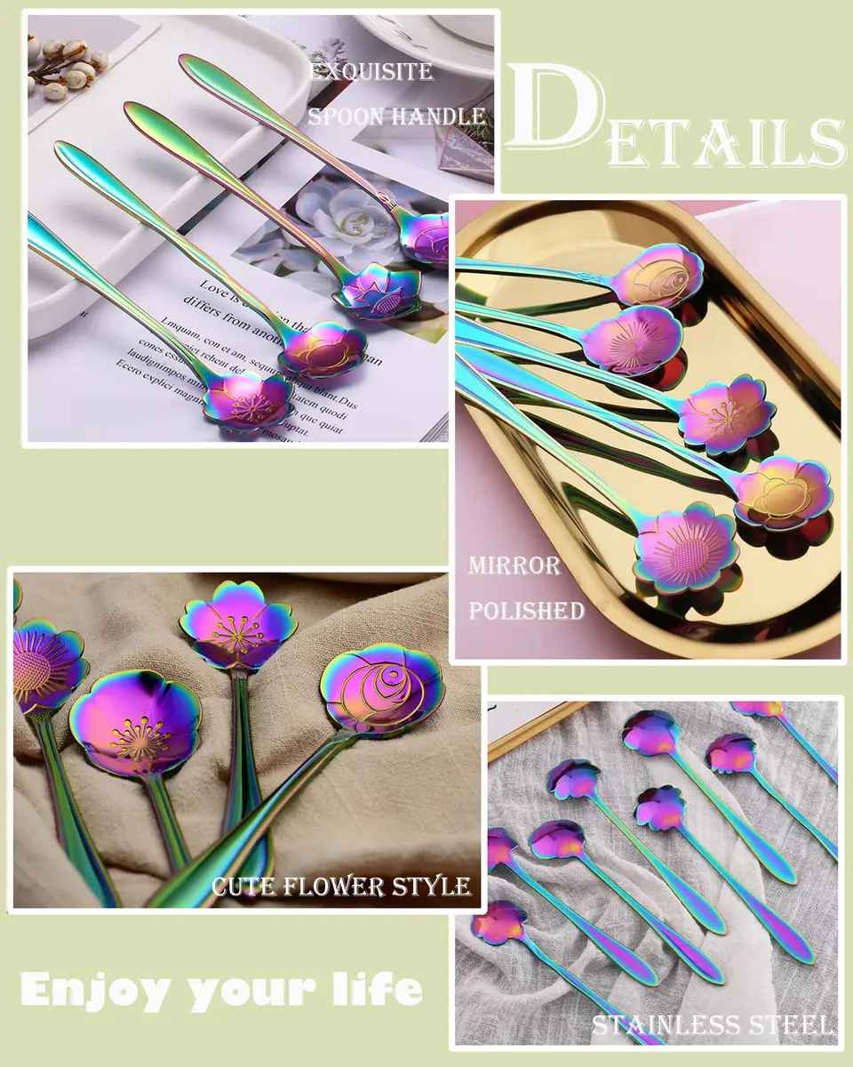 ESRISE 16 Pcs Teaspoon Tea Spoons | Stainless Steel Cute Flower Design (12.5cm) - view 5