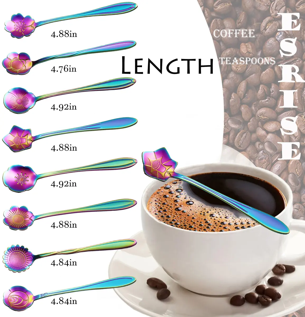 ESRISE 16 Pcs Teaspoon Tea Spoons | Stainless Steel Cute Flower Design (12.5cm) - view 2