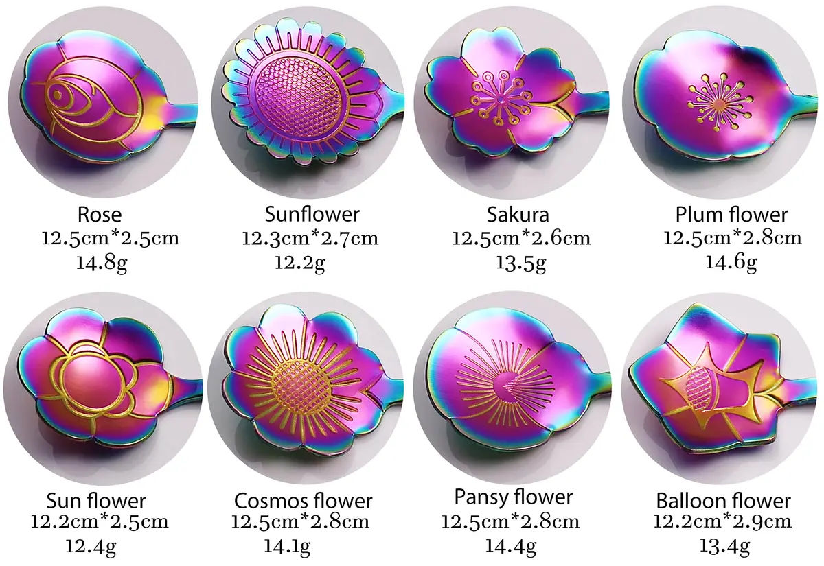 ESRISE 16 Pcs Teaspoon Tea Spoons | Stainless Steel Cute Flower Design (12.5cm) - view 3