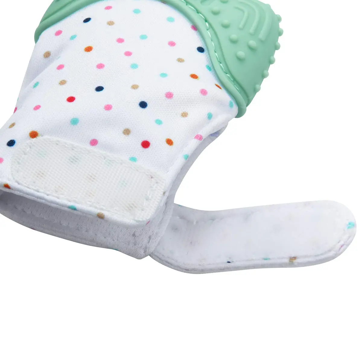 PandaEar Soothing Teething Mitten 2 Pack | Food-Grade Silicone Baby Mittens for Sore Gums (0-12 Months, Blue Green) - view 5
