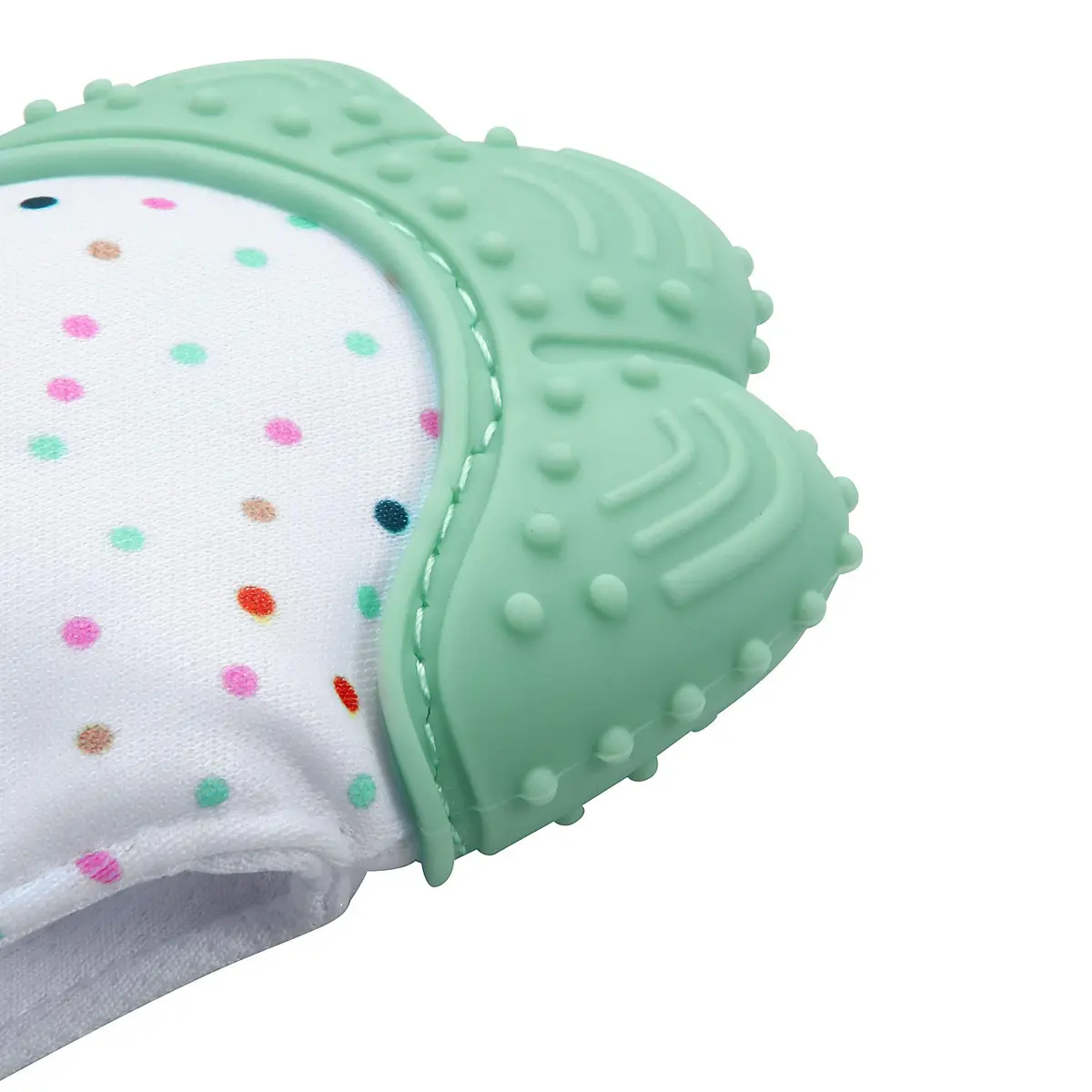 PandaEar Soothing Teething Mitten 2 Pack | Food-Grade Silicone Baby Mittens for Sore Gums (0-12 Months, Blue Green) - view 4