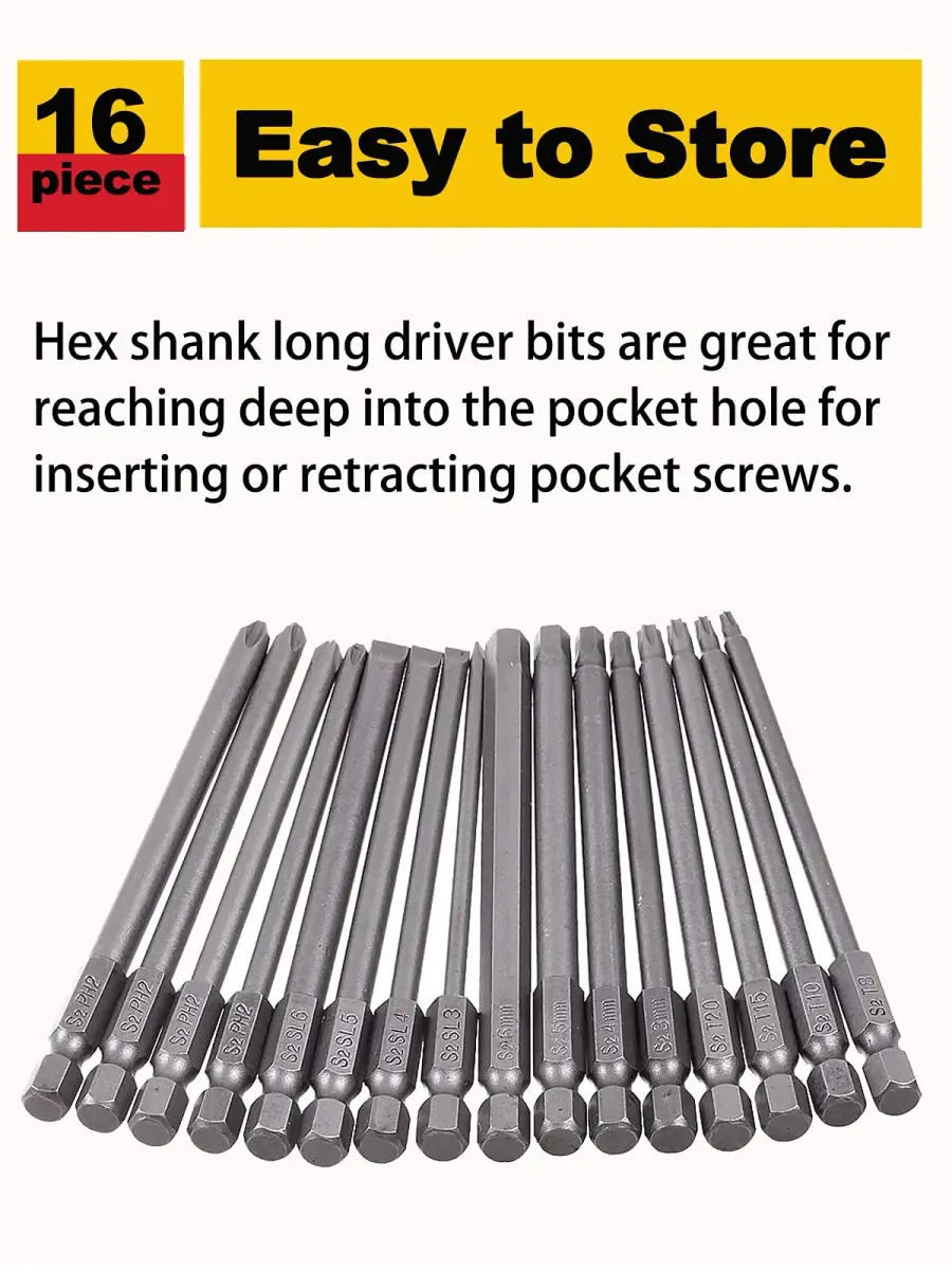 Rocaris 16-Piece Magnetic Screwdriver Bit Set 100mm (3.93") | S2 Steel for Power Tools - view 5