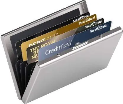 OFIXO Credit Card Holder Protector Stainless Steel Slim Wallet for Women or Men | RFID Blocking & Ultra Slim (9.5 x 6.5 x 1.2 cm) - view 4