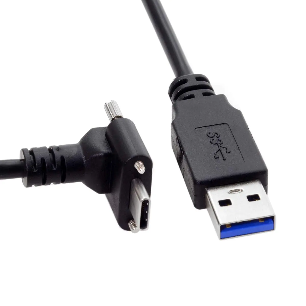 JSER USB 3.1 Type-C Dual Screw Locking Data Cable 1.2m | 90° Up/Down Angled Connector for Camera - view 2