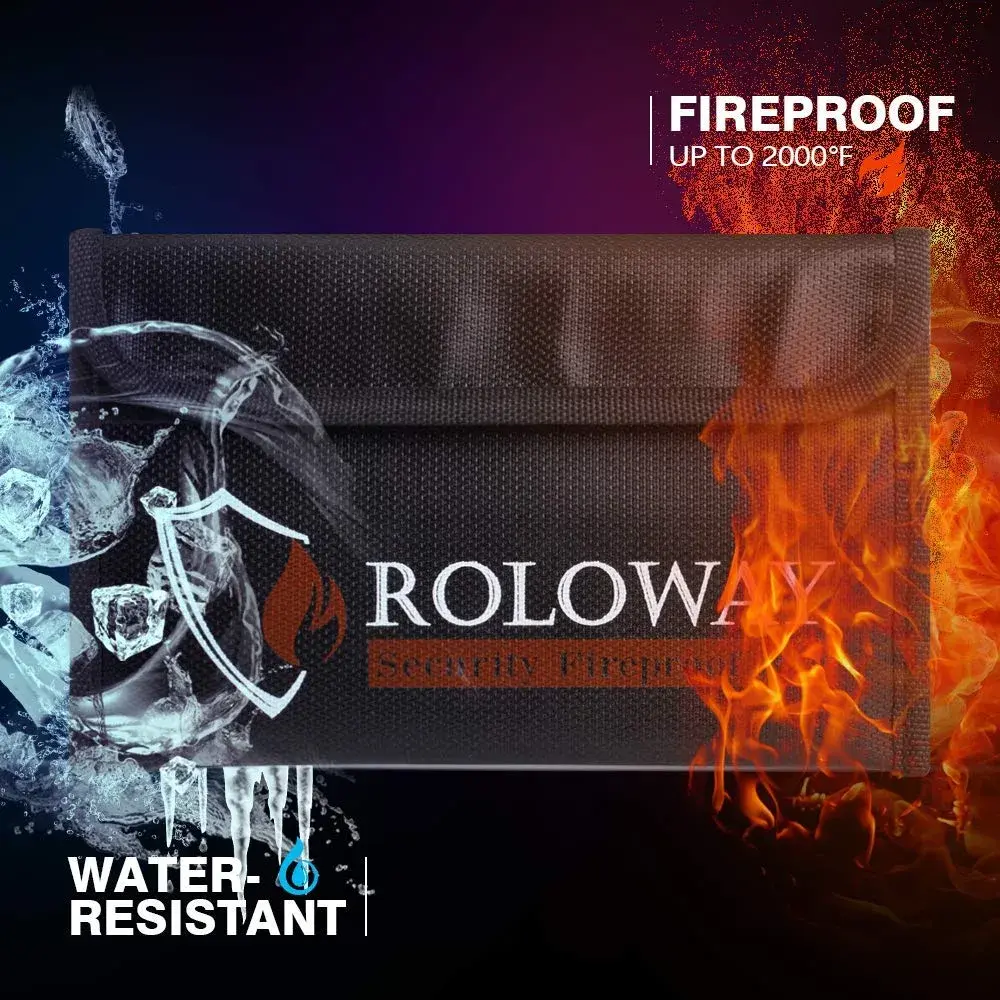 ROLOWAY Fireproof Document Bag 13cm x 20cm (5 x 8 inches) | Non-Itchy Silicone Coated Fiberglass - view 3