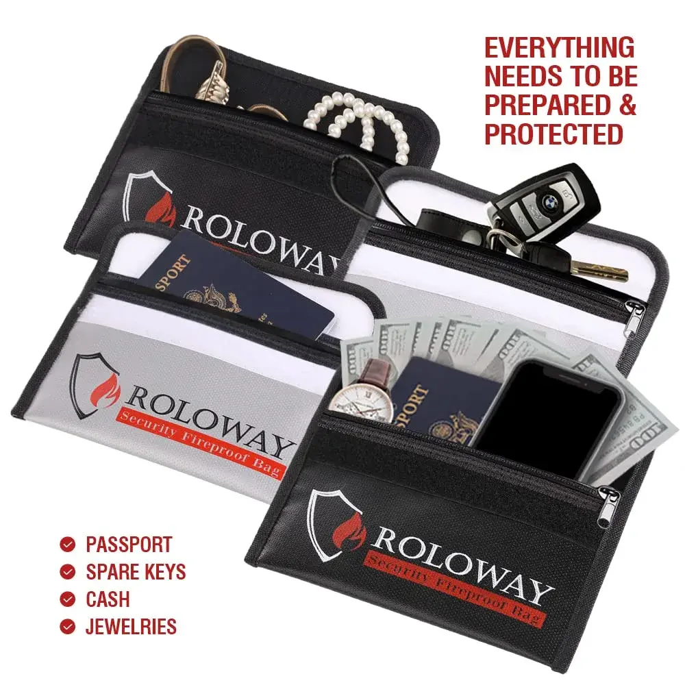 ROLOWAY Fireproof Document Bag 13cm x 20cm (5 x 8 inches) | Non-Itchy Silicone Coated Fiberglass - view 4