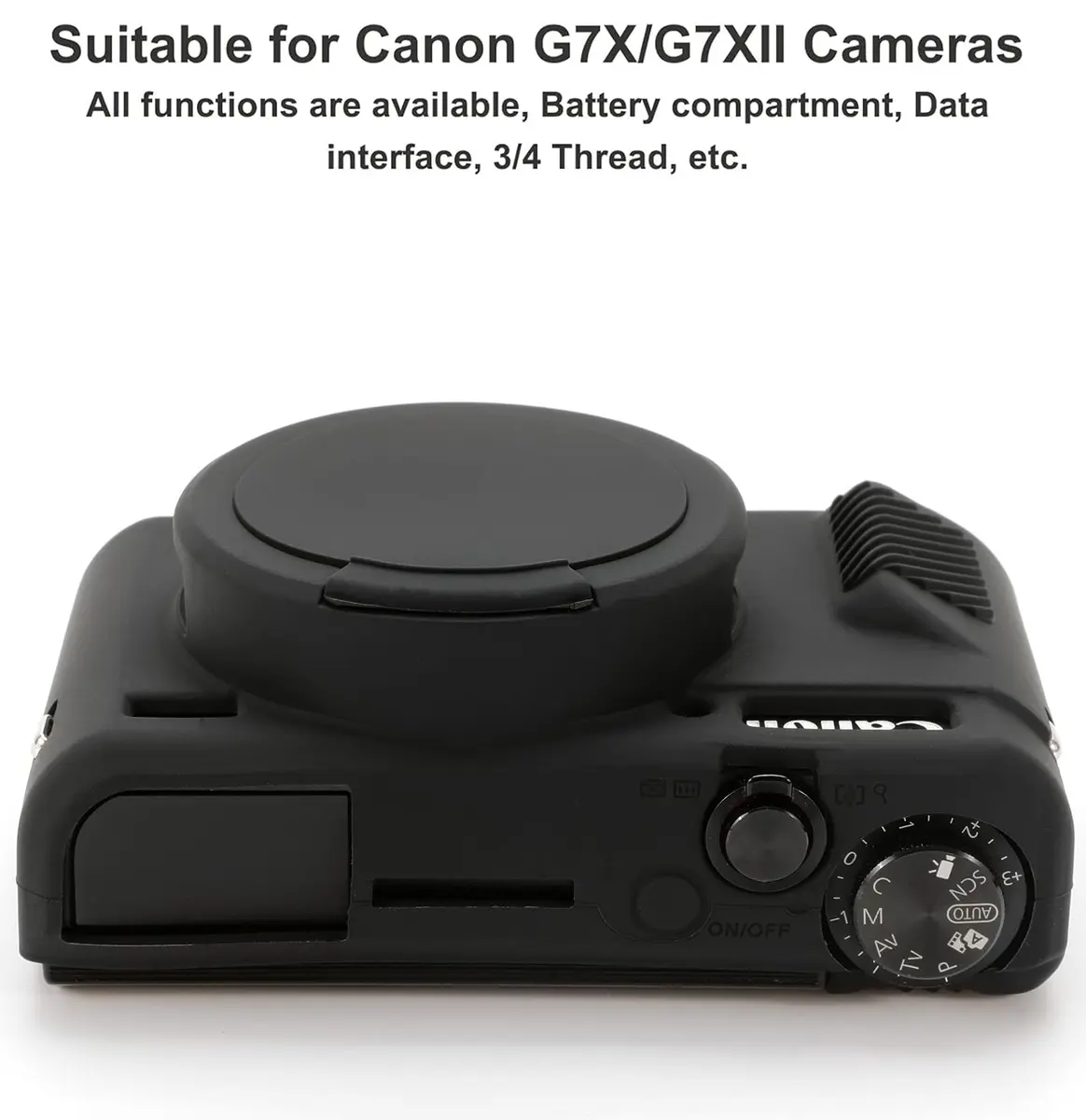 Yisau Silicone Camera Case for Canon PowerShot G7X Mark II & G7X | Black (1.44 oz) - view 3