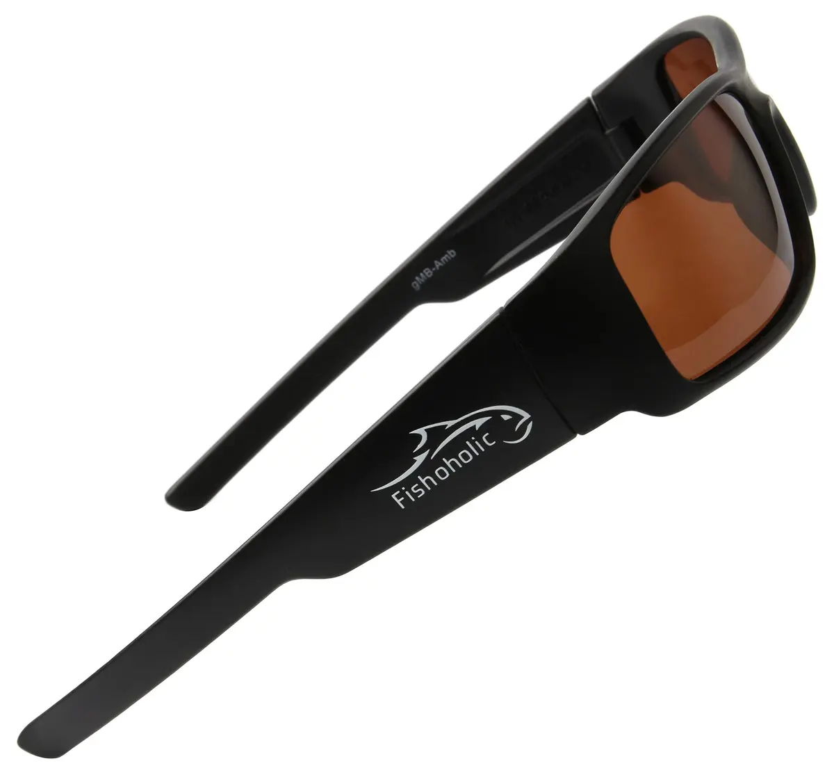 Fishoholic Polarized Fishing Sunglasses with Amber Lens & Matte Black Frame | UV400 Protection, 120mm Arm - view 3
