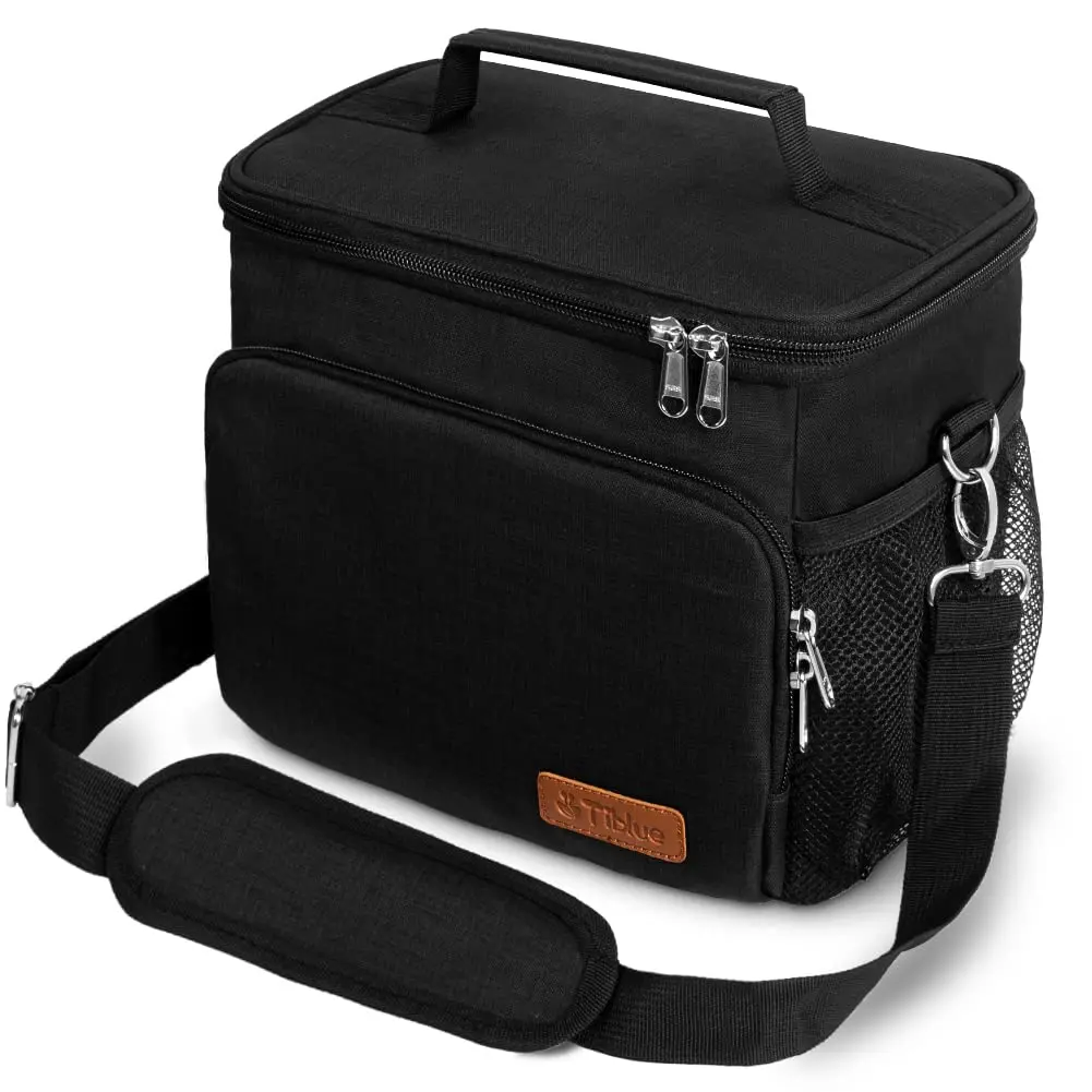 Tiblue Insulated Lunch Bag for Women/Men | Leakproof, Reusable, Thermal, Adjustable Strap (Medium,Black) - main product image