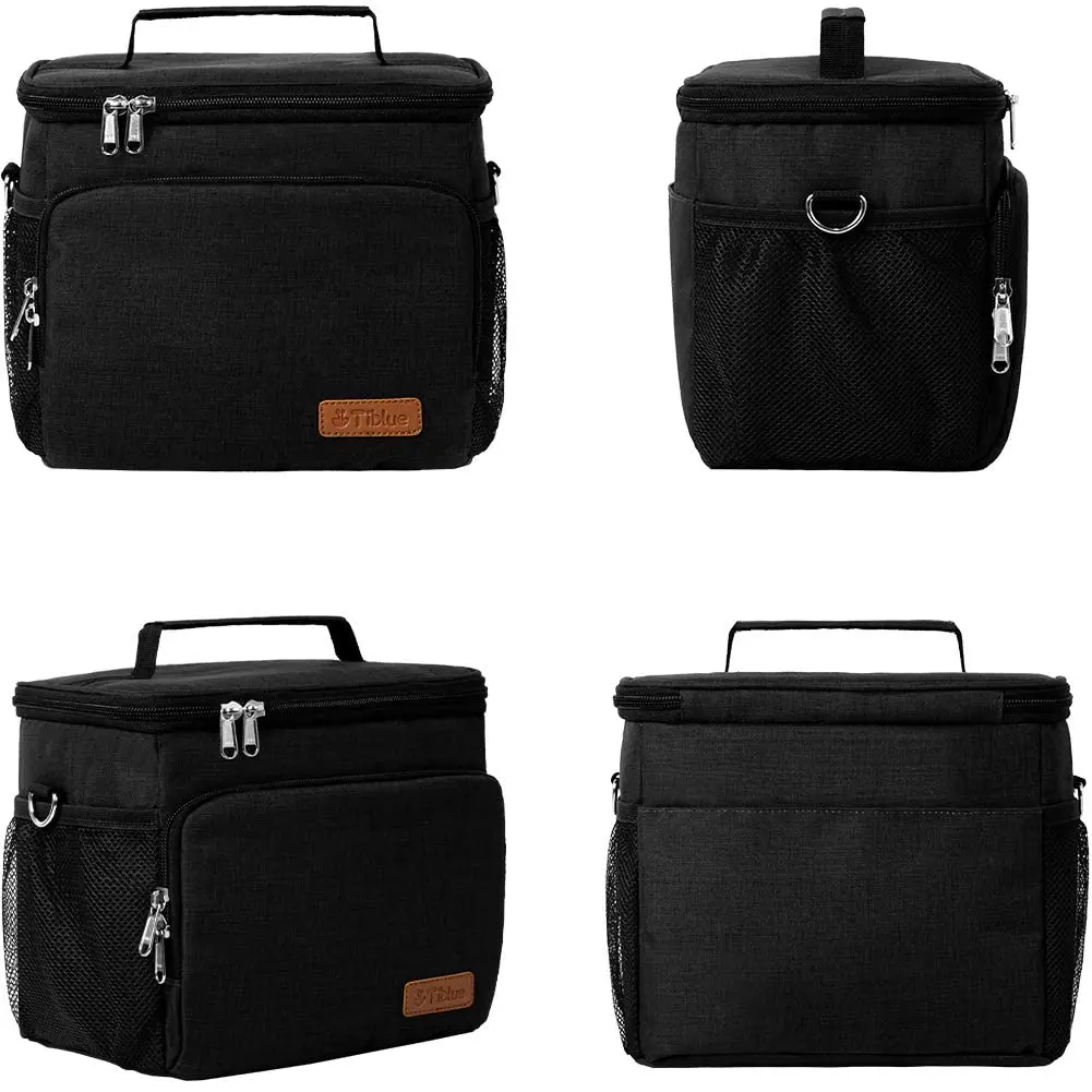 Tiblue Insulated Lunch Bag for Women/Men | Leakproof, Reusable, Thermal, Adjustable Strap (Medium,Black) - view 8