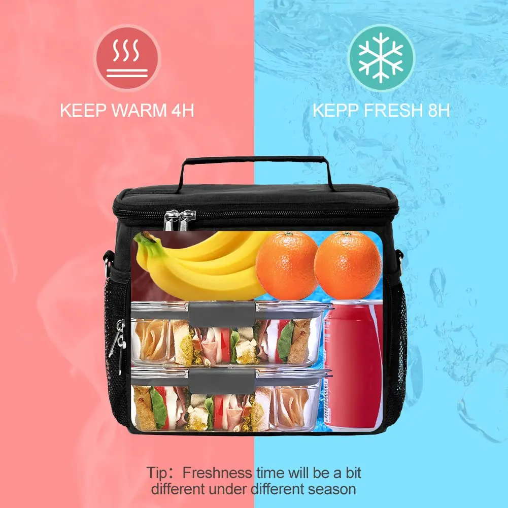 Tiblue Insulated Lunch Bag for Women/Men | Leakproof, Reusable, Thermal, Adjustable Strap (Medium,Black) - view 4
