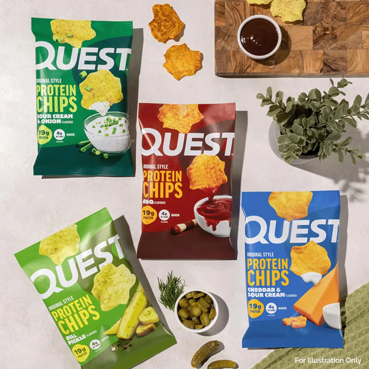 Quest Nutrition Cheddar & Sour Cream Protein Chips 1.1 oz (31g) Bags, 19g Protein, 4g Net Carbs | Gluten-Free Baked Snack - view 5