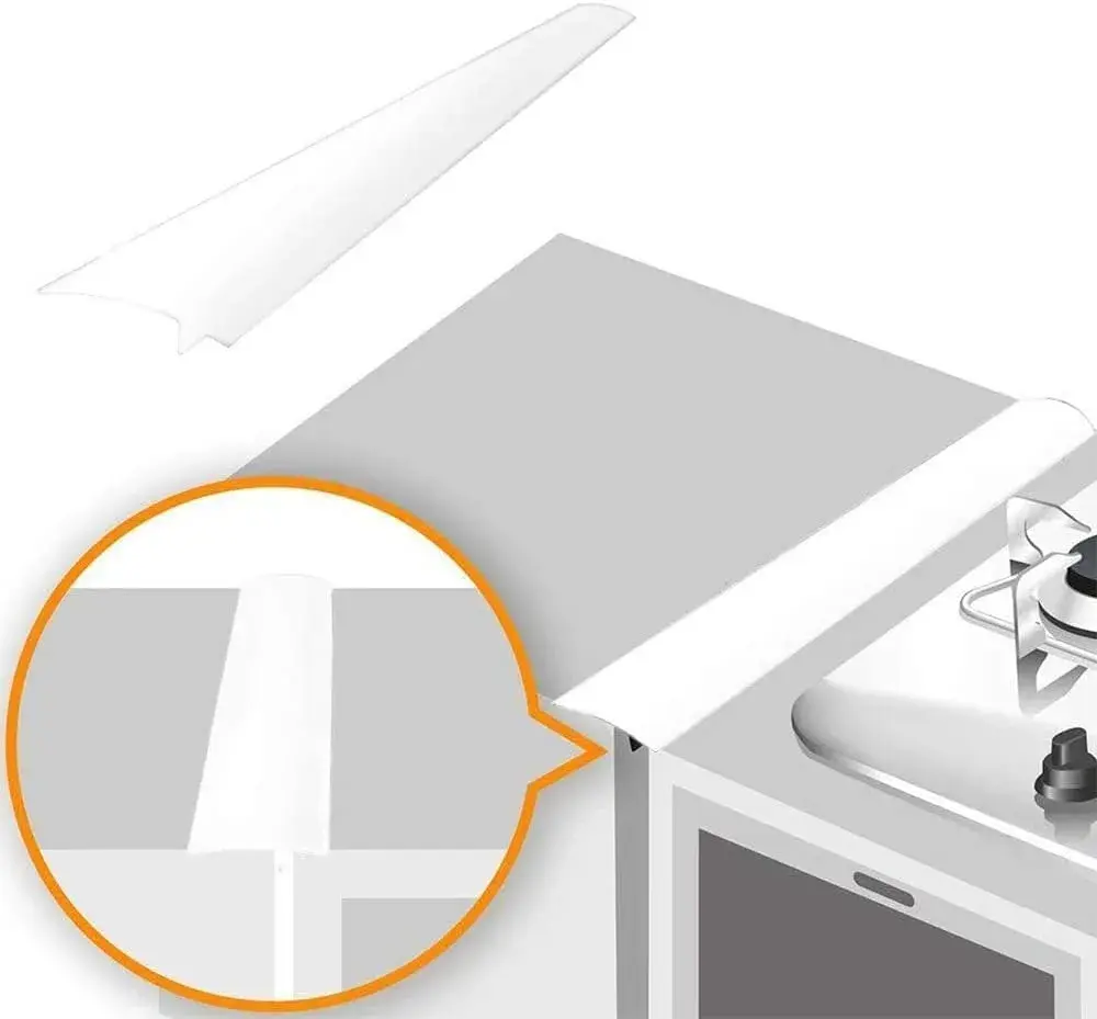 Linda's Essentials Silicone Stove Gap Covers (2-Pack, 63.5cm / 25 Inches, White) | Seals Gaps Between Stovetop and Counter - main product image