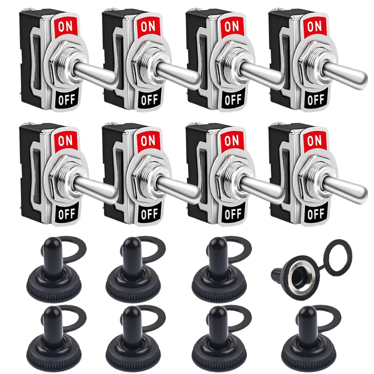 COROTC 125V 8 Pack Toggle Switches | Waterproof 20A Heavy Duty SPST - main product image