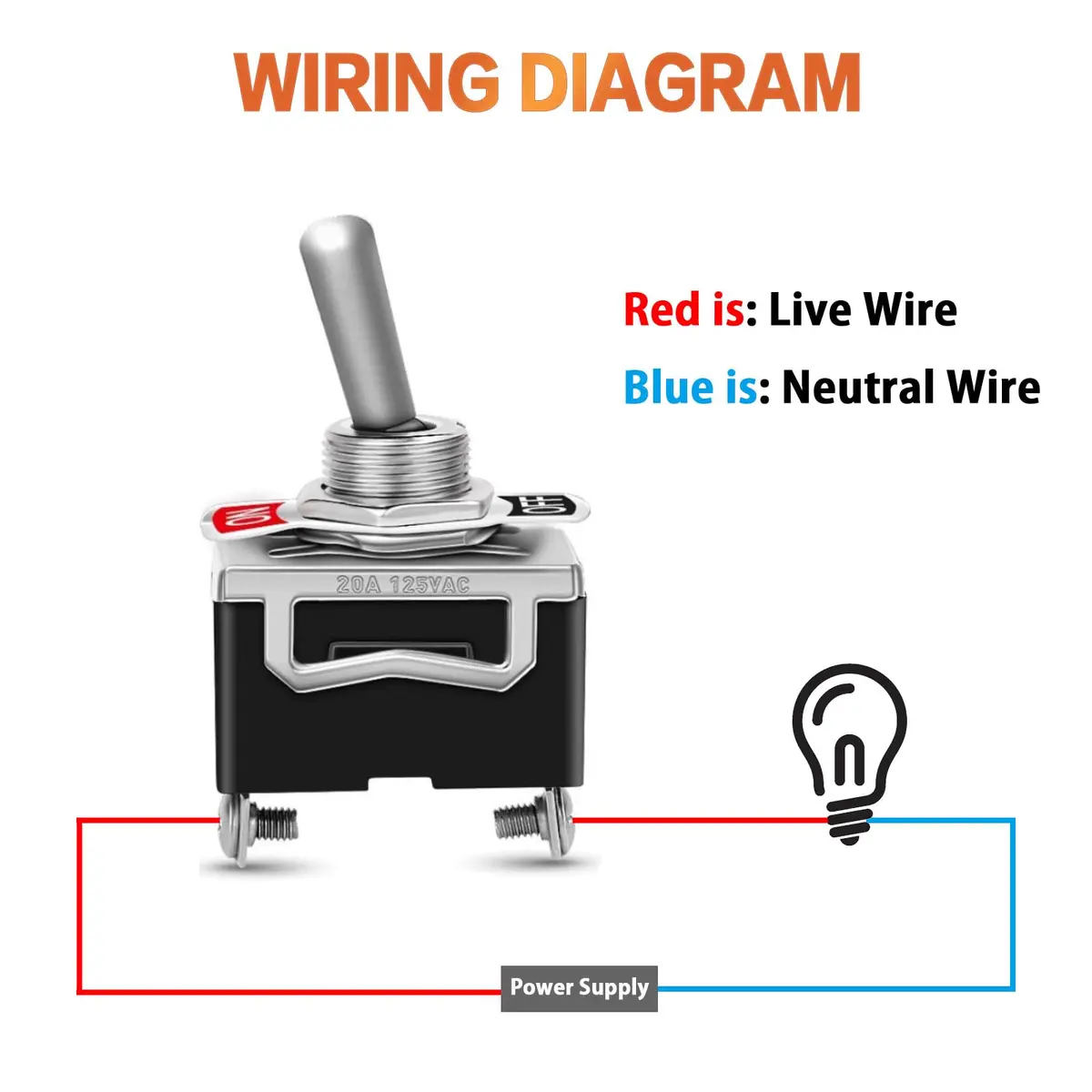 COROTC 125V 8 Pack Toggle Switches | Waterproof 20A Heavy Duty SPST - view 8