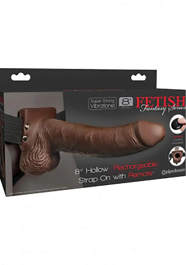 Pipedream Products Fetish Fantasy Series 8" Hollow Rechargeable Strap-on with Remote, Brown - view 2