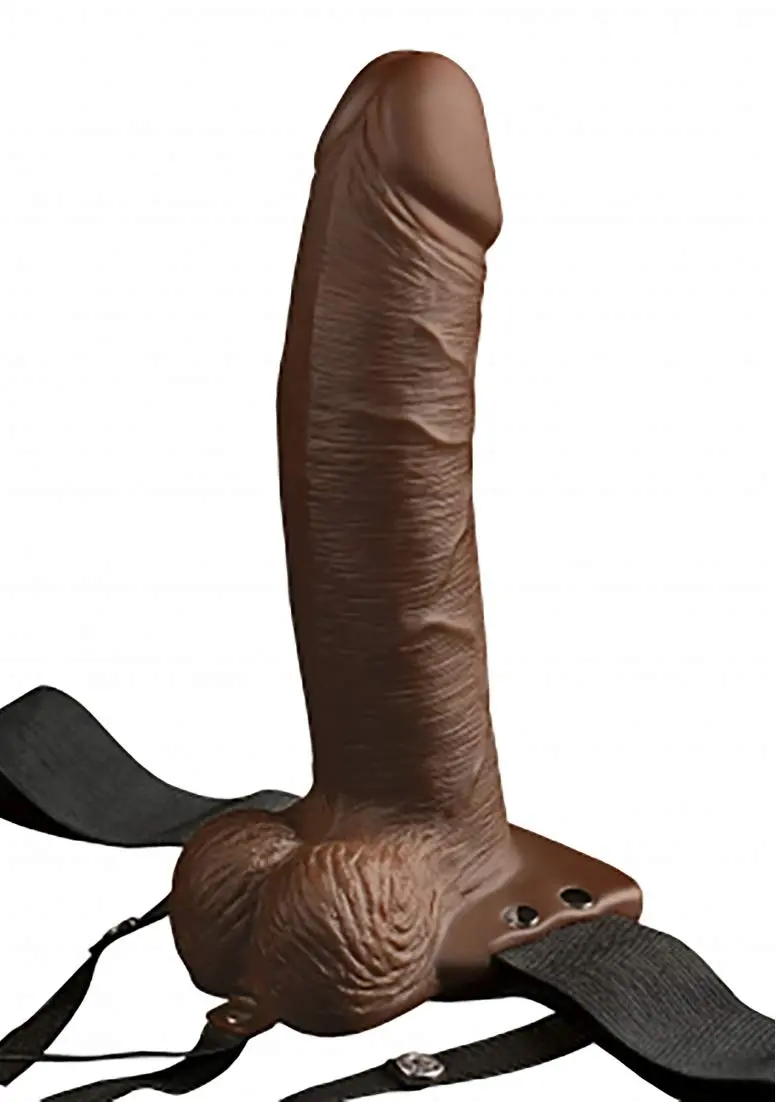 Pipedream Products Fetish Fantasy Series 8" Hollow Rechargeable Strap-on with Remote, Brown - view 3