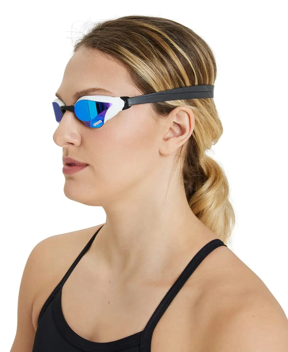 ARENA Unisex Cobra Core Swipe Racing Swim Goggles Pro Competitive Swimmers Adult Men Women Anti-Fog Coating Polycarbonate Hard Mirrored Lens, Blue/White - view 3