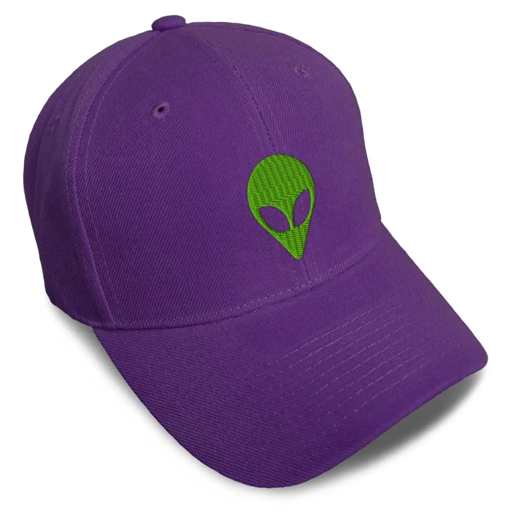 Speedy Pros Baseball Caps for Men & Women Embroidered Alien A Embroidery 6-Panel Acrylic Purple Design - main product image