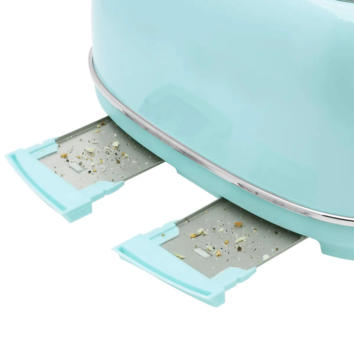 Haden Heritage 4 Slice Wide Slot Stainless Steel Toaster with Adjustable Browning & Non-Slip Feet, Turquoise & Chrome | Classic Design & Modern Features - view 9
