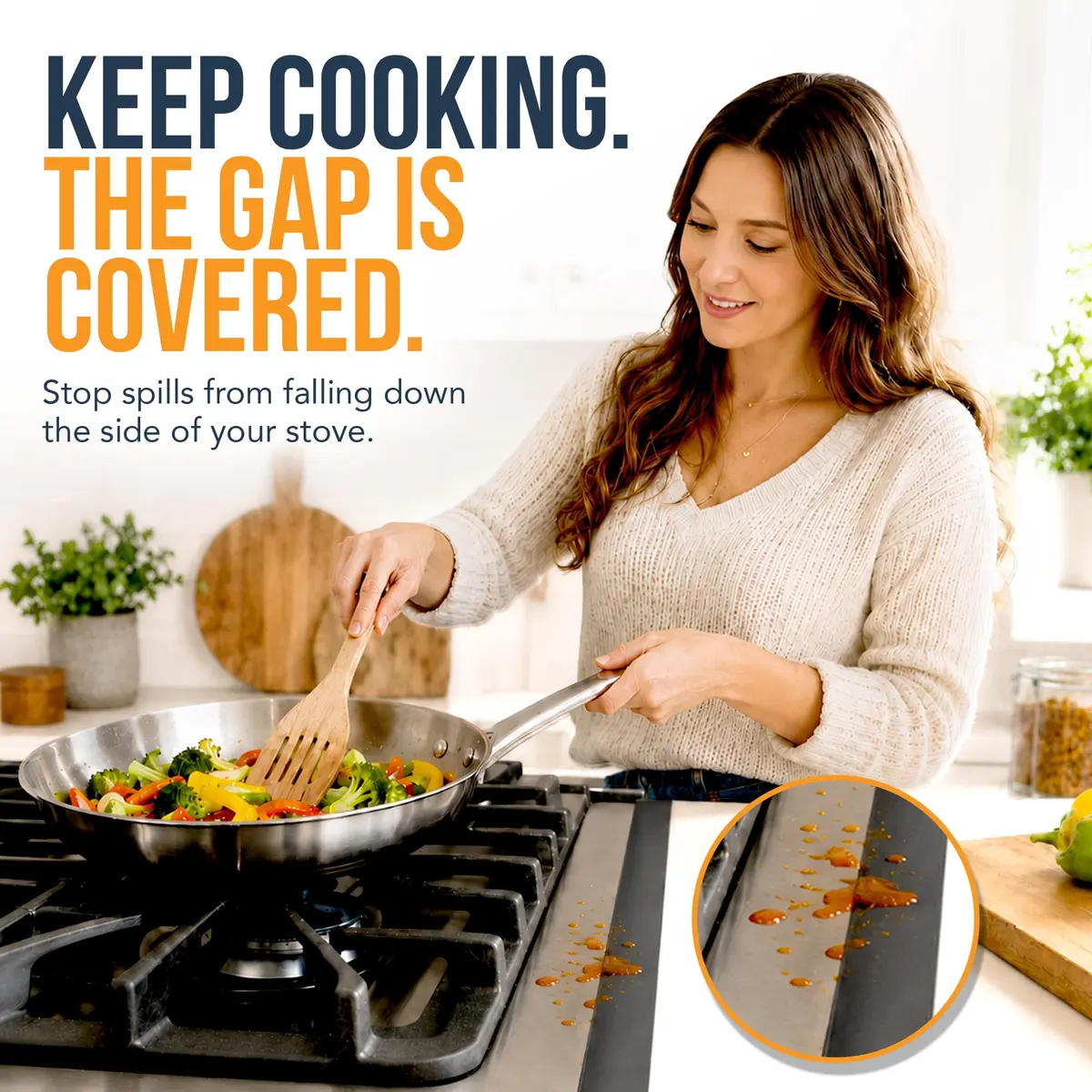 Linda's Essentials Silicone Stove Gap Covers 25 Inches (63.5 cm) Black | Seals Gaps Between Stovetop and Counter - view 5