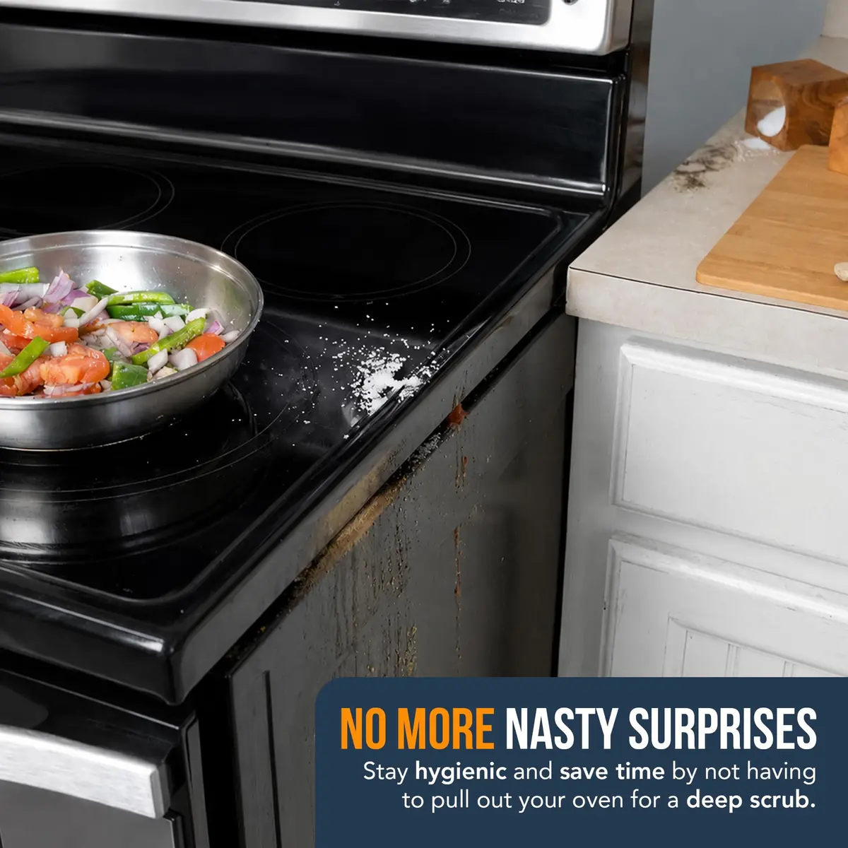 Linda's Essentials Silicone Stove Gap Covers 25 Inches (63.5 cm) Black | Seals Gaps Between Stovetop and Counter - view 9