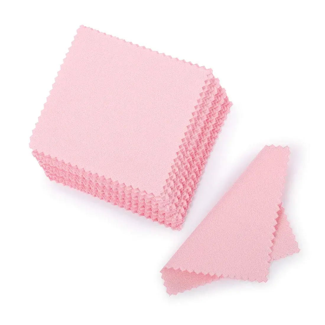 SEVENWELL Pink 50pcs Jewelry Cleaning Cloth | Sterling Silver Gold Platinum Polish 8x8cm - main product image