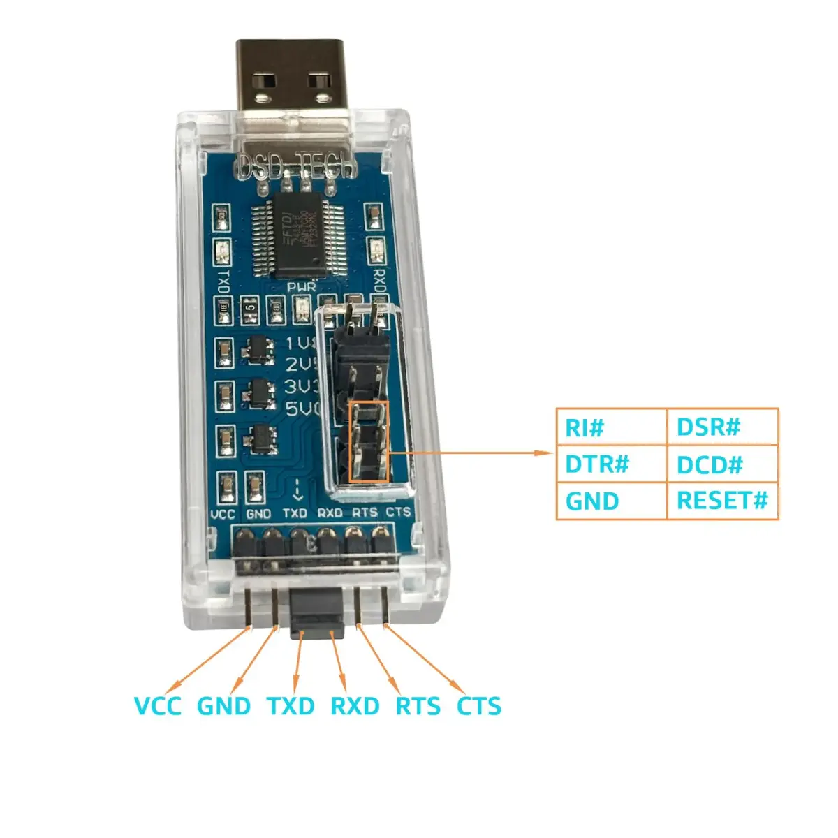 DSD TECH SH-U09C5 USB to TTL UART Converter Cable with FTDI Chip Support 5V 3.3V 2.5V 1.8V TTL (1.5 inch length) - view 3