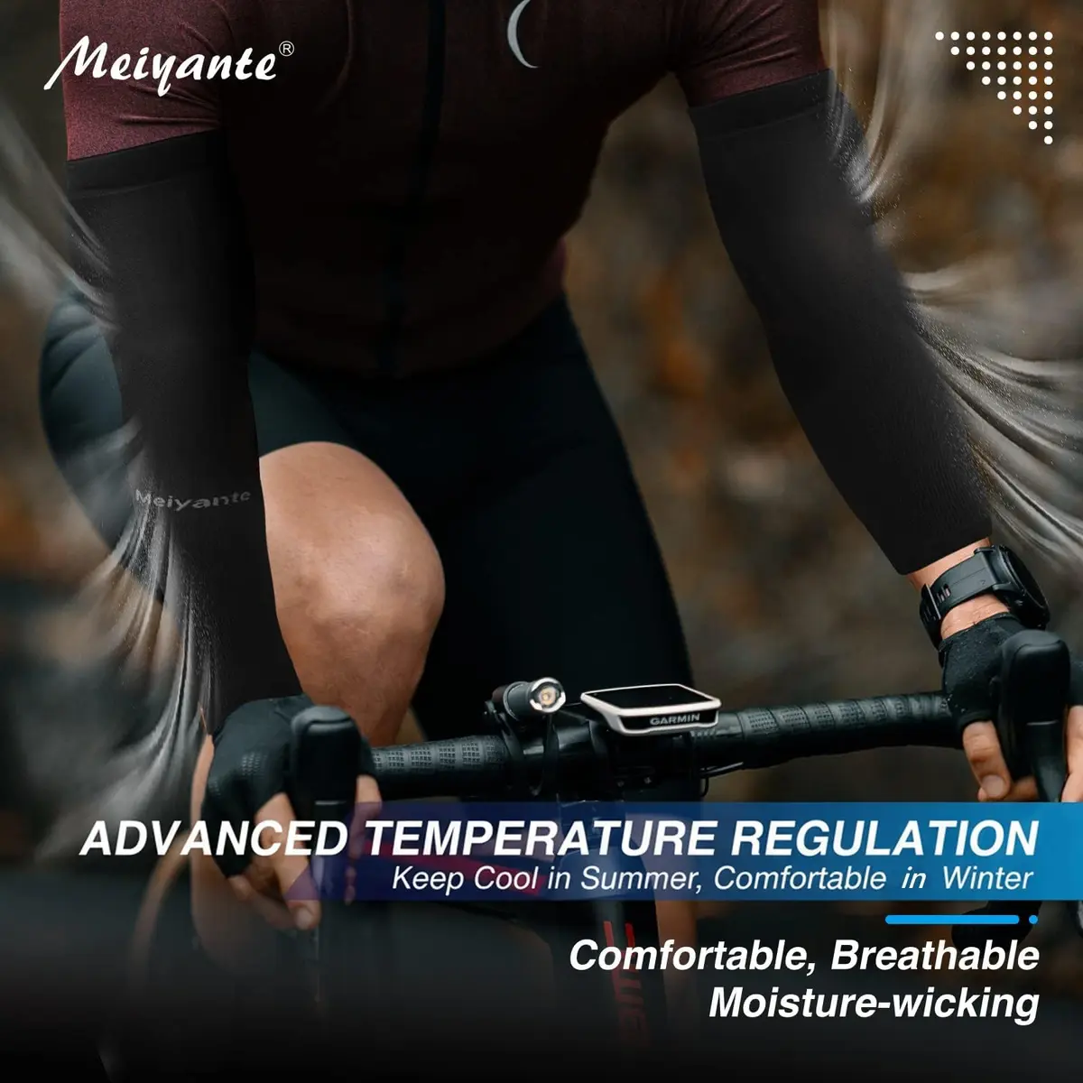Meiyante Black Arm Sleeves with Thumb Holes & Palm Coverage | UPF 50+ Sun Protection for Men & Women - view 8