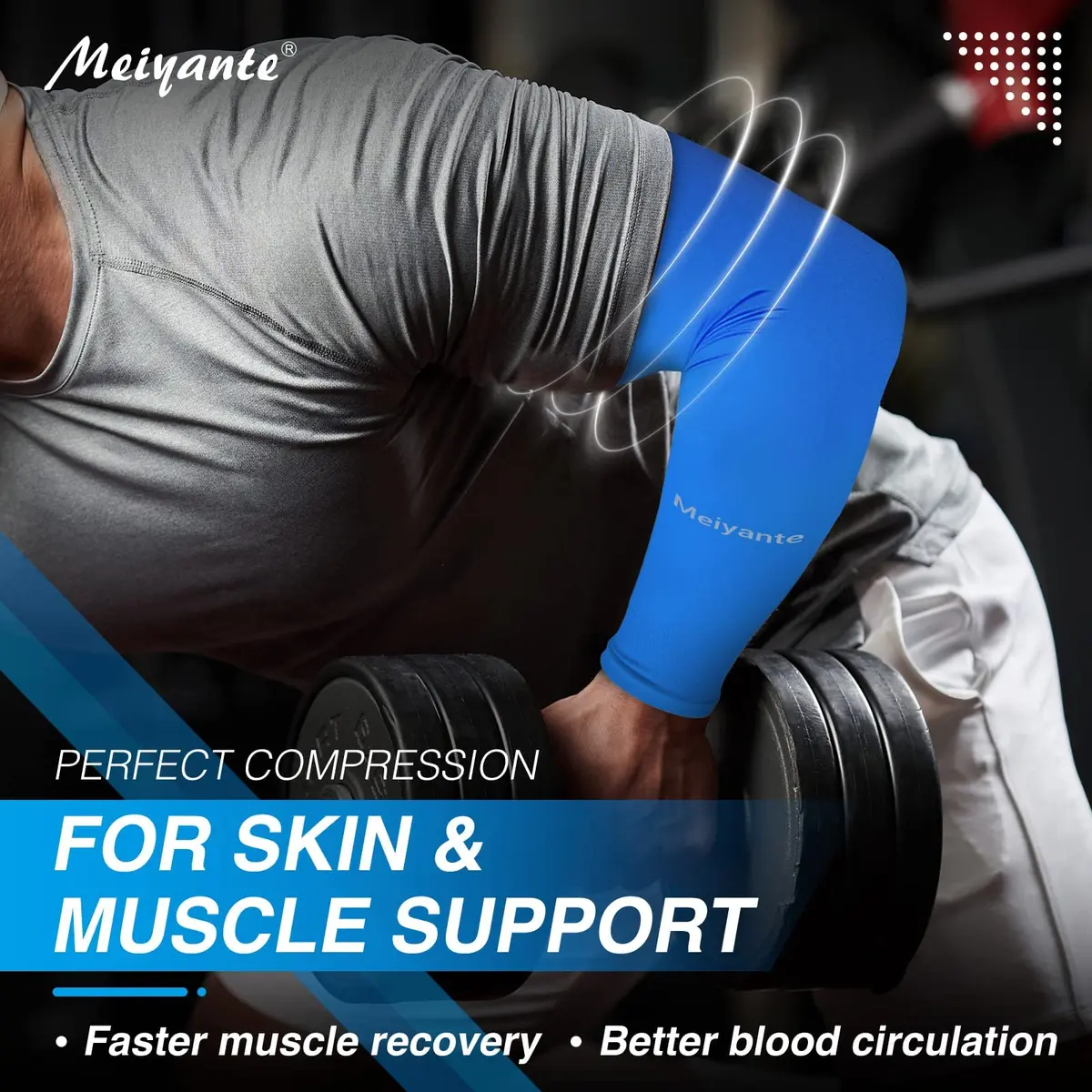 Meiyante Black Arm Sleeves with Thumb Holes & Palm Coverage | UPF 50+ Sun Protection for Men & Women - view 9