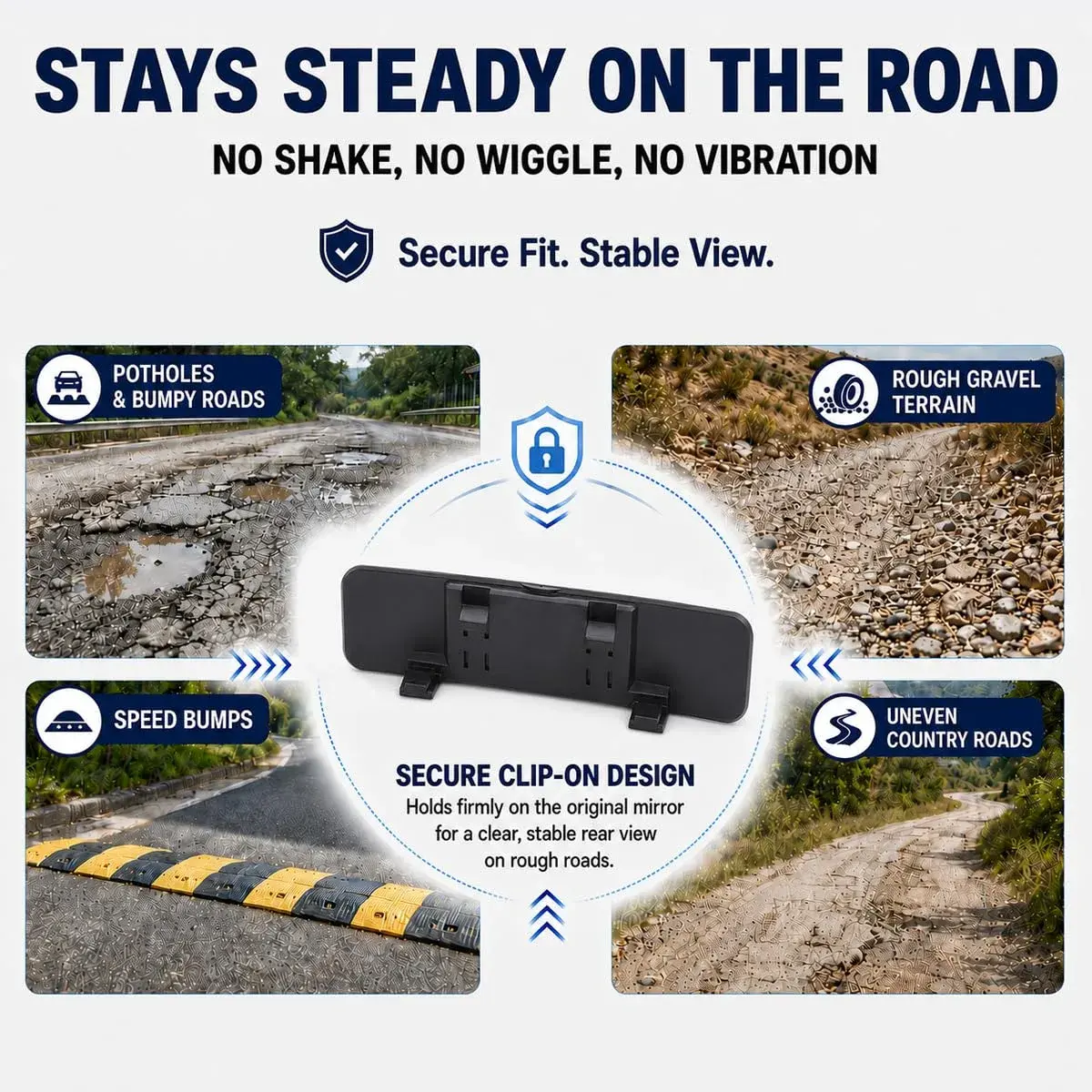 SkycropHD Blue Anti Glare Wide Angle Car Rearview Mirror 29.5cm (11.6'') | Reduces Blind Spots & Headlight Glare - view 6