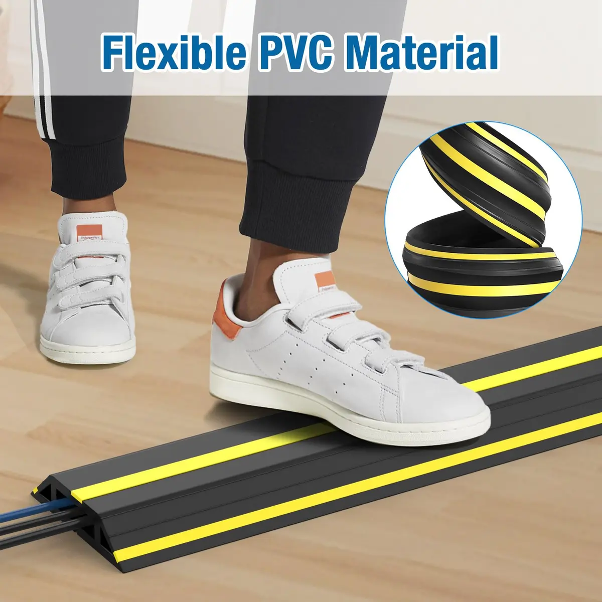 Eapele Heavy Duty PVC Floor Cable Protector Cord Cover 3.73 m (4 ft) | Prevents Trip Hazards - view 6