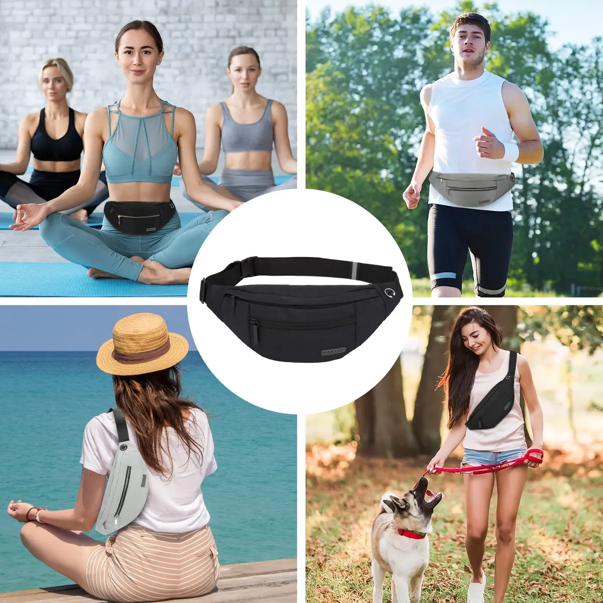MAXTOP Large Fanny Pack for Women Men Crossbody Bag with 4-Zipper Pockets | Hands-Free, Adjustable Waist, Water-Resistant - view 5