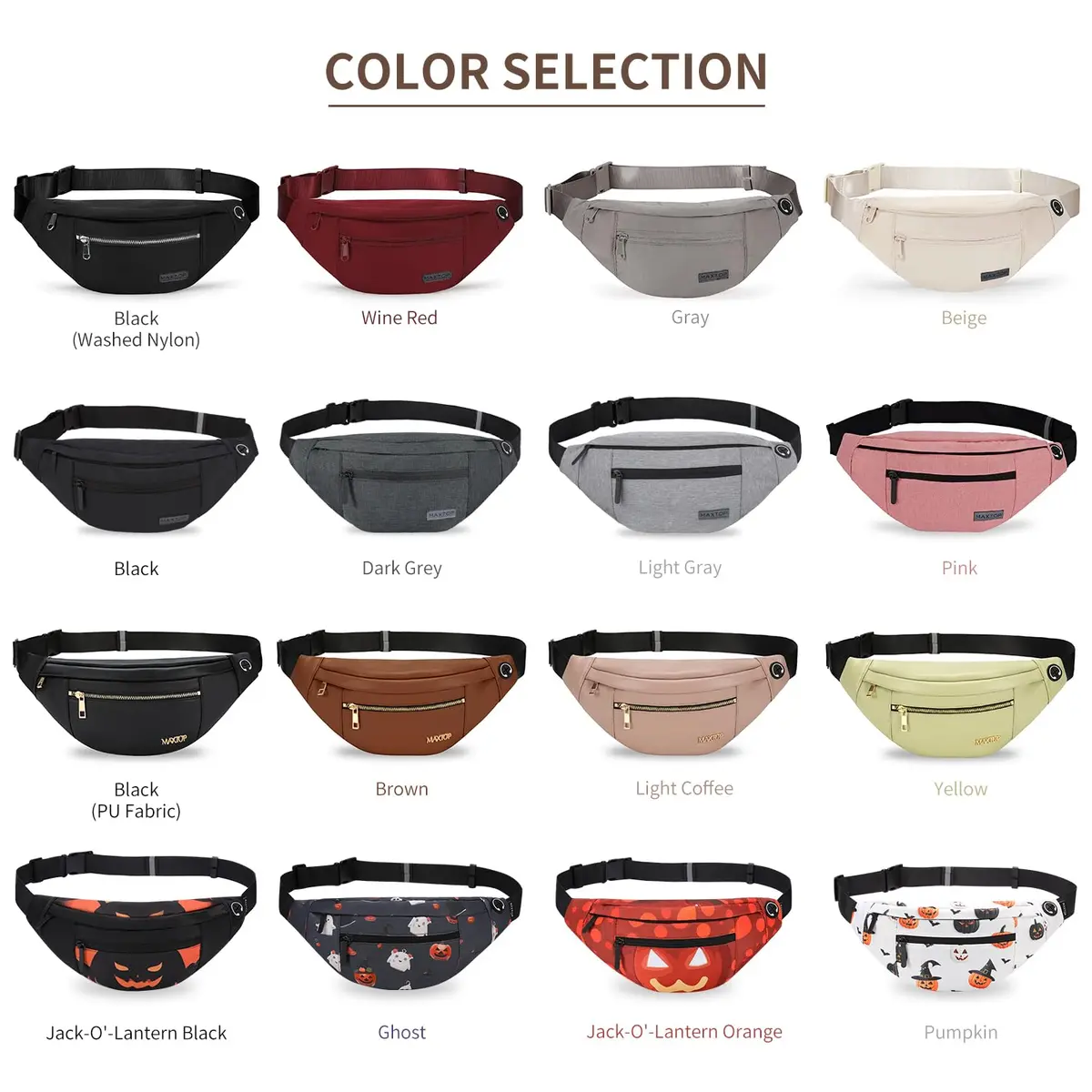 MAXTOP Large Fanny Pack for Women Men Crossbody Bag with 4-Zipper Pockets | Hands-Free, Adjustable Waist, Water-Resistant - view 6