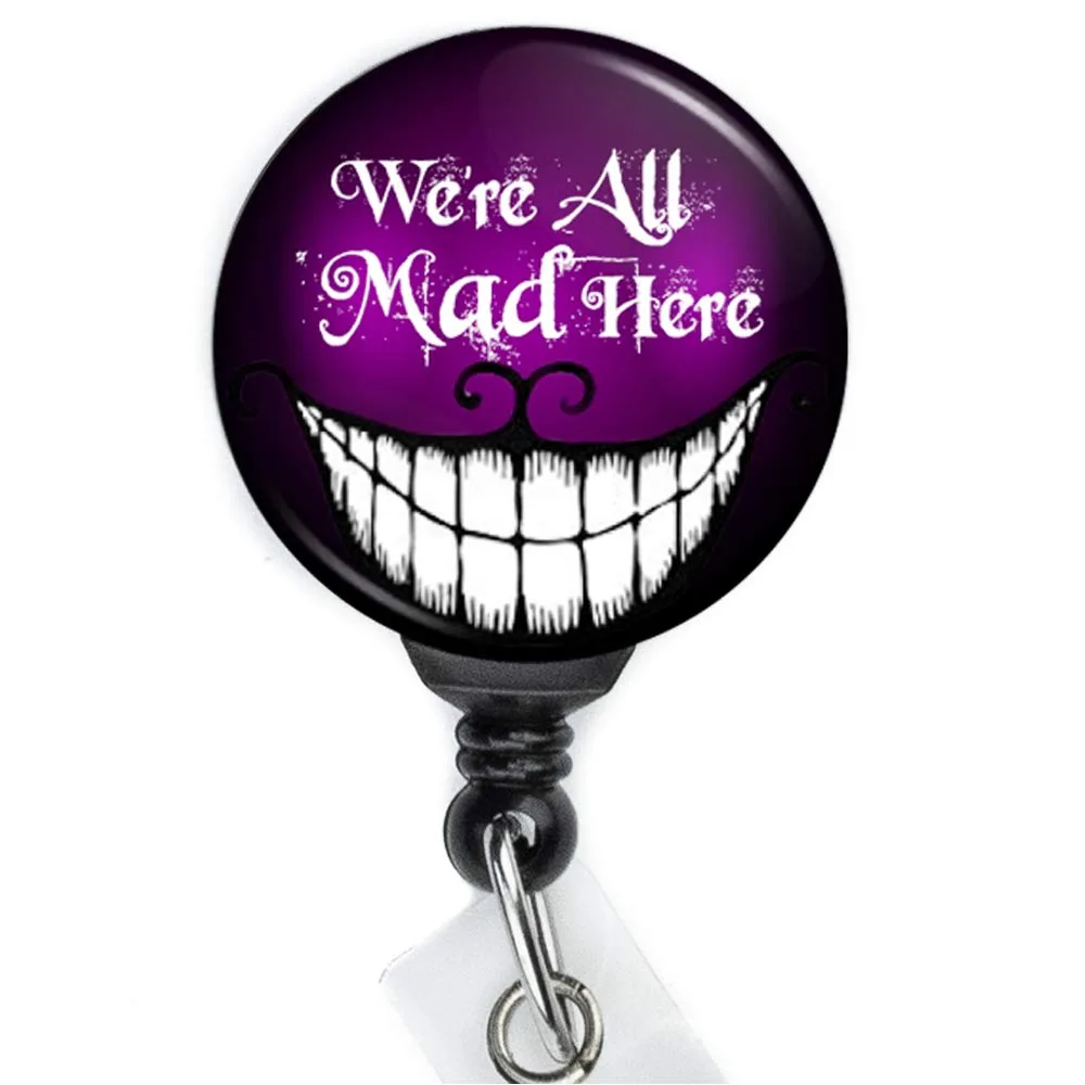 Limeloot Halloween Alice in Wonderland Cheshire Cat We are All Mad Here Retractable Badge Reel with Swing Clip, 36 Inch Cord - main product image