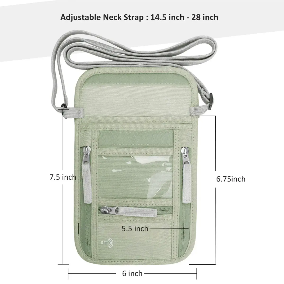 WALNEW RFID Blocking Passport Holder Neck Pouch 18cm (7.5") | Secure Travel Wallet with Lanyard for Men & Women - view 2