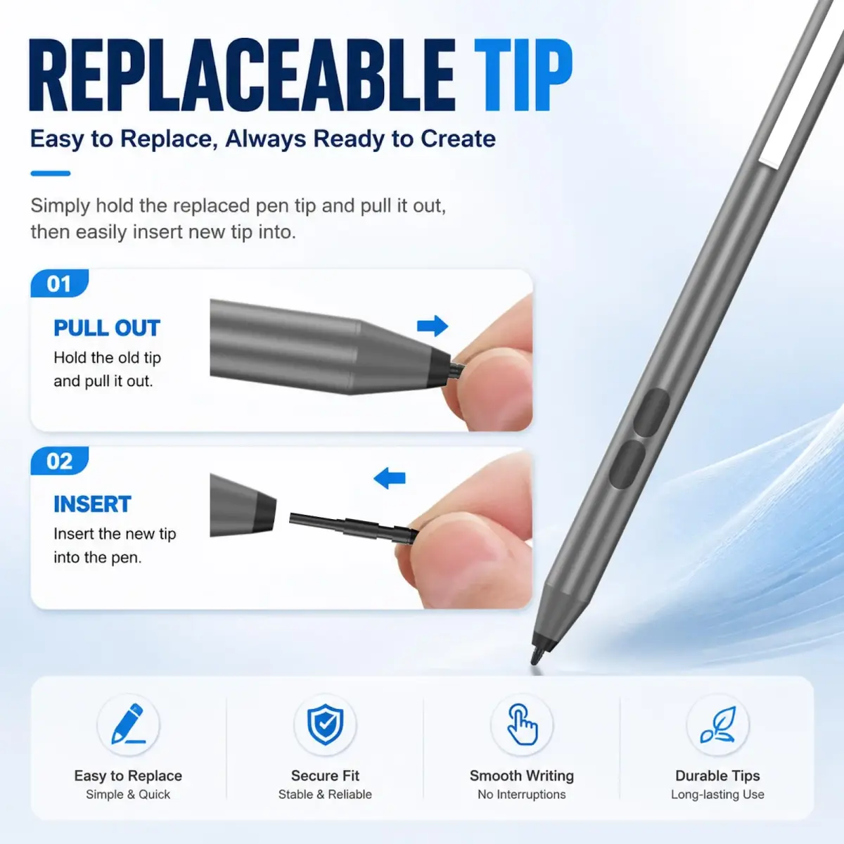 ANYQOO Active Stylus Pen for HP Laptops 1024 Pressure Levels | 2500 Hours Battery Life - view 8