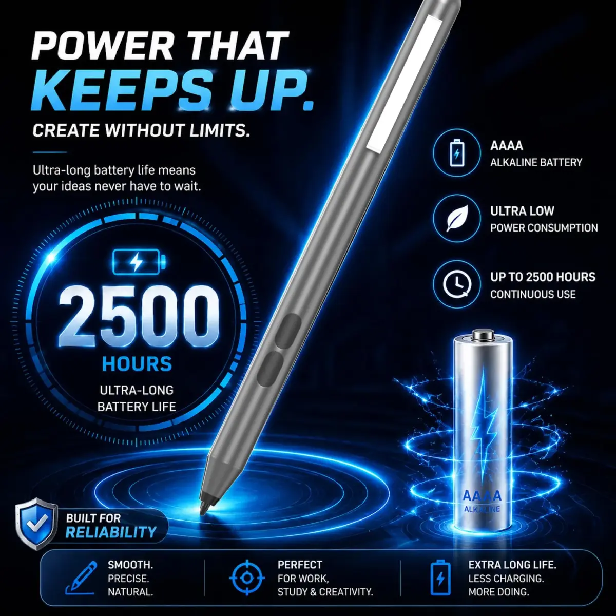 ANYQOO Active Stylus Pen for HP Laptops 1024 Pressure Levels | 2500 Hours Battery Life - view 3