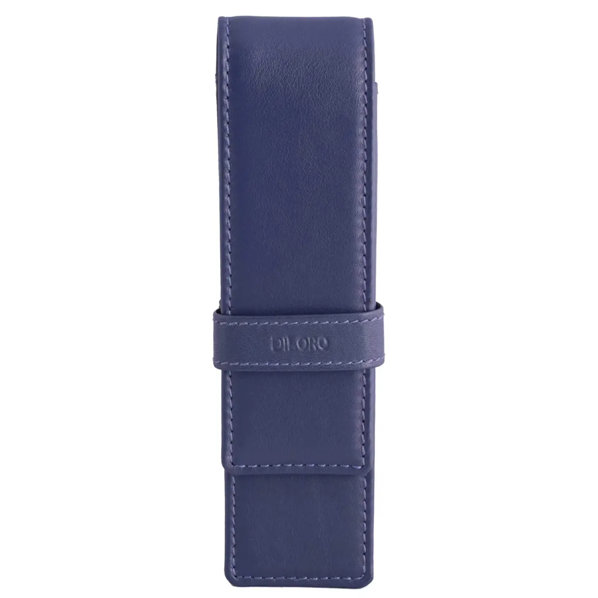 DiLoro Leather Double Pen Case Holder for 2 Pens Pencils Violet | Premium Full Grain Leather - main product image