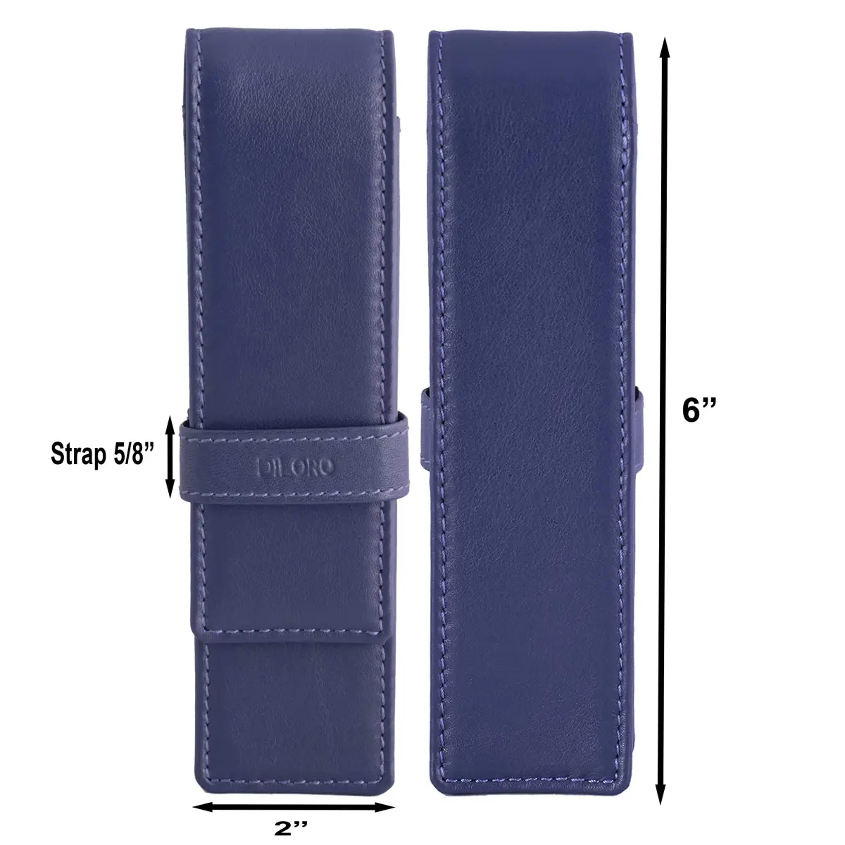 DiLoro Leather Double Pen Case Holder for 2 Pens Pencils Violet | Premium Full Grain Leather - view 5
