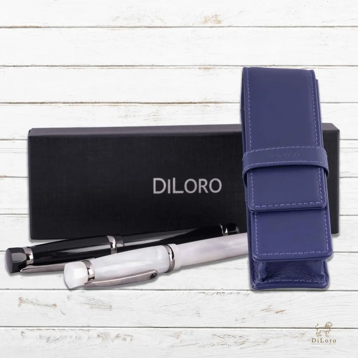 DiLoro Leather Double Pen Case Holder for 2 Pens Pencils Violet | Premium Full Grain Leather - view 6