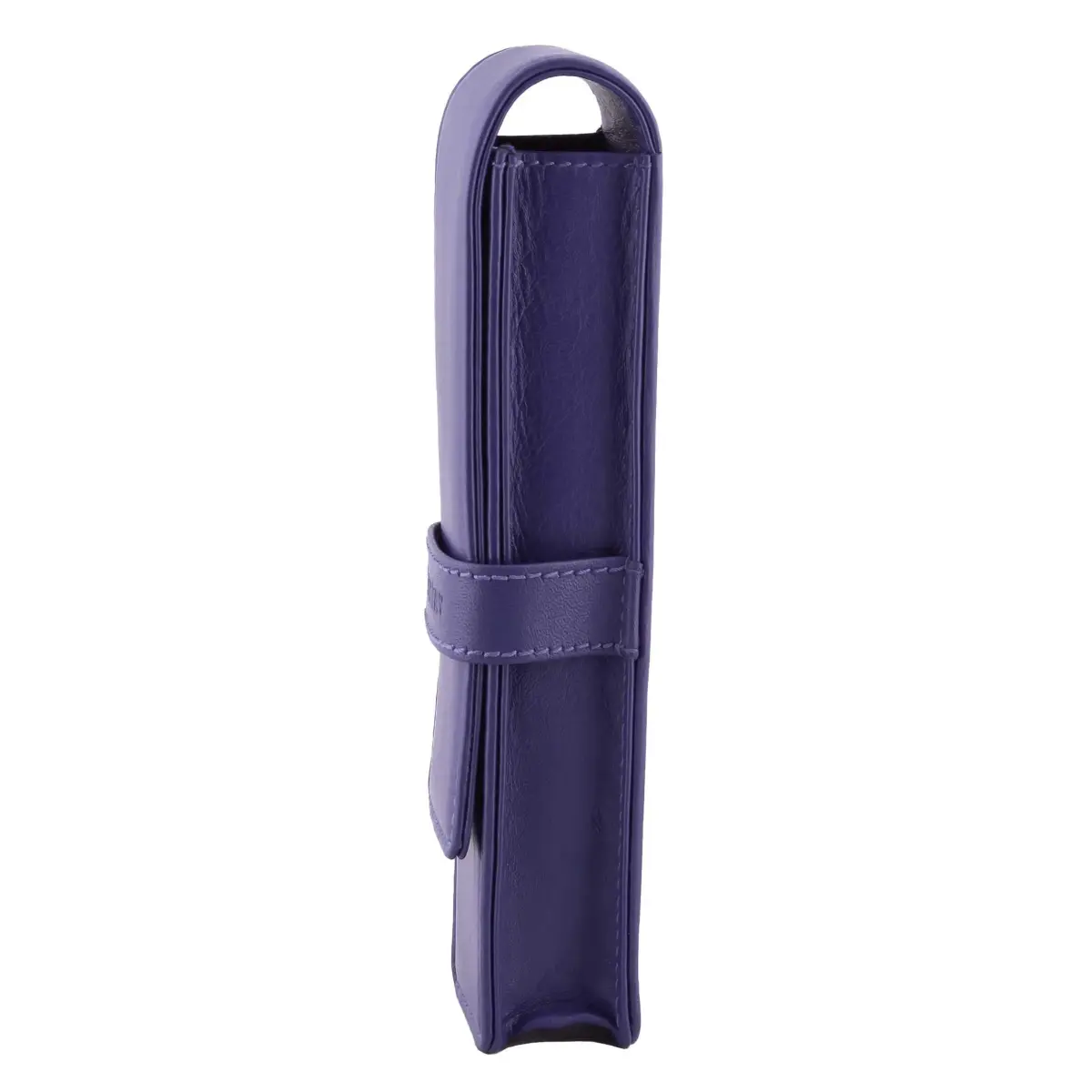 DiLoro Leather Double Pen Case Holder for 2 Pens Pencils Violet | Premium Full Grain Leather - view 2
