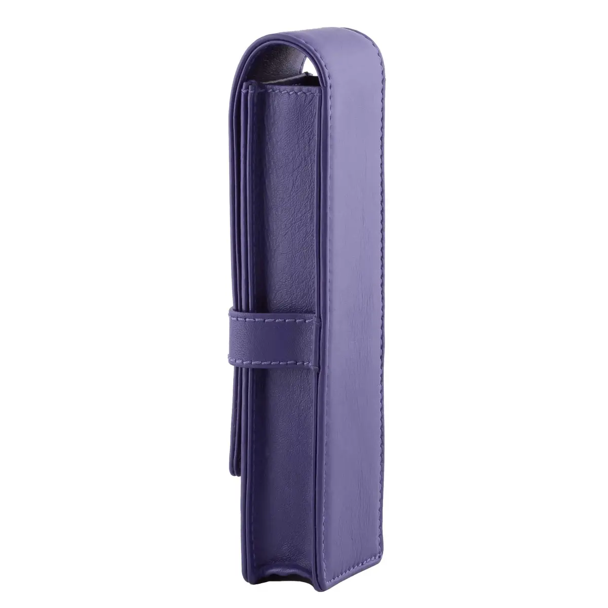 DiLoro Leather Double Pen Case Holder for 2 Pens Pencils Violet | Premium Full Grain Leather - view 3