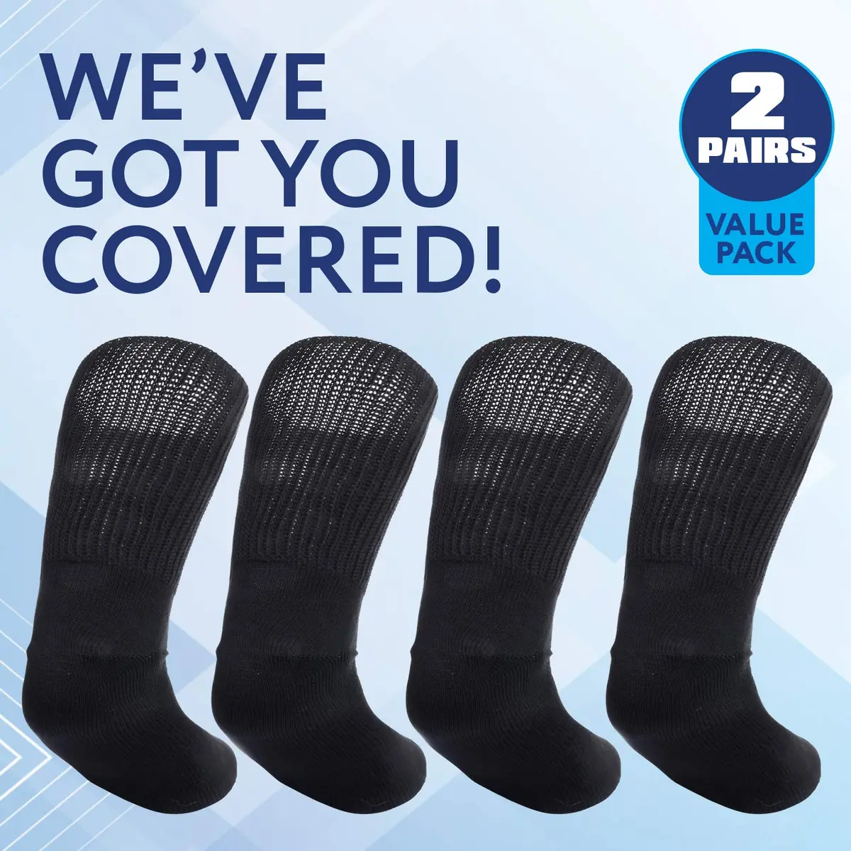IMPRESA Extra Wide Cast Socks for Men & Women - 2 Pairs Black Ankle Socks - Stretches to 30" for Swollen Feet - view 7