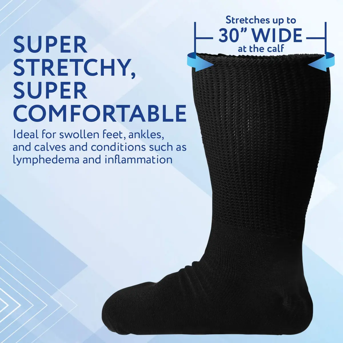 IMPRESA Extra Wide Cast Socks for Men & Women - 2 Pairs Black Ankle Socks - Stretches to 30" for Swollen Feet - view 3